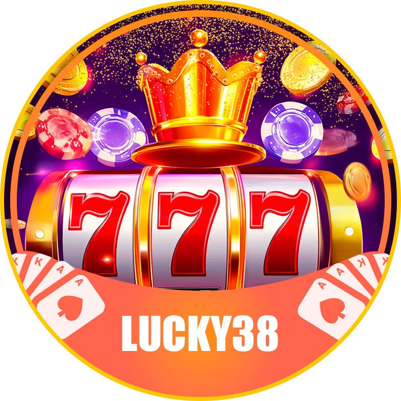 A young woman enjoying the Lucky38 casino atmosphere, celebrating a big win with bright neon lights in the background.